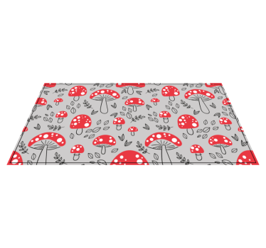 Classic mushrooms on gray background flower rug - TenStickers