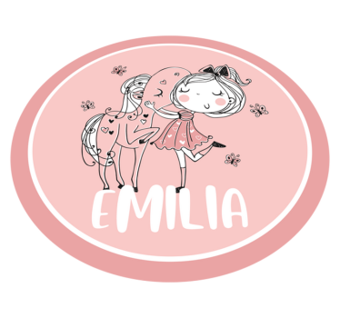 Girl and horse with name teenage bedroom rug - TenStickers