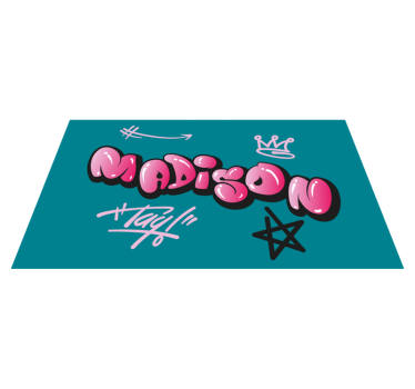 Pink graffiti with name teenage bedroom rug - TenStickers