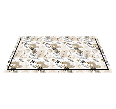 Beige foliage elements floral rug - TenStickers