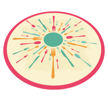 Colorful Cutlery Burst kitchen mat - TenStickers