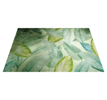 Green leaves tropical mixed pattern flower rug - TenStickers