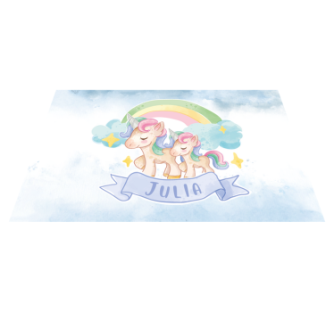 Unicorn family illustration kids rug - TenStickers