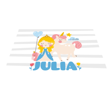 Custom unicorn and princess kids rug - TenStickers
