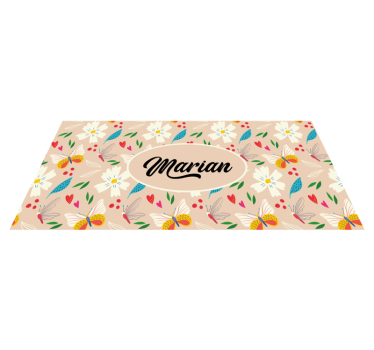 Custom beige floral bedroom carpet - TenStickers