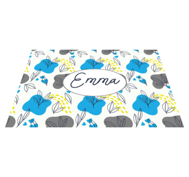 Custom floral name entrance hall rug - TenStickers