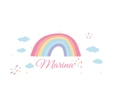 Cute rainbow and cloud in pastel  personalised vinyl rug - TenStickers