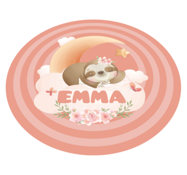Cute animals sloth with name baby mat - TenStickers