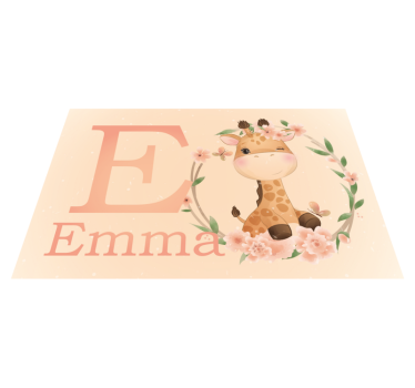 Cute giraffe for girl with name baby mat - TenStickers