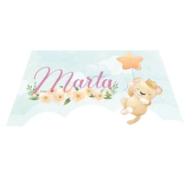 Lion with air balloon and name nursery rug - TenStickers