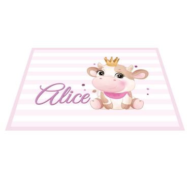Cute cow for girl with name baby mat - TenStickers