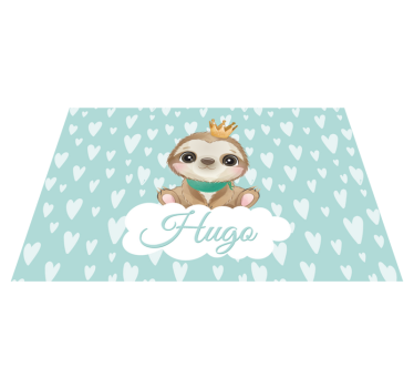 Baby sloth with name nursery rug - TenStickers