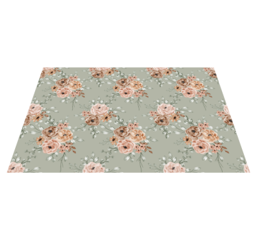Vintage roses on mint green background flower rug - TenStickers