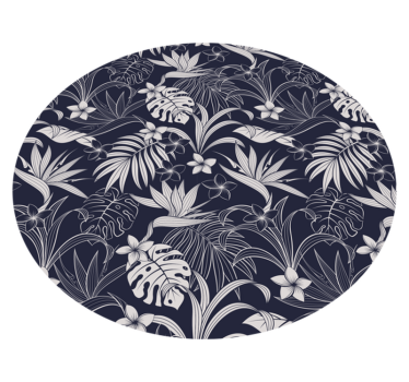 Gray tropical Hamptons pattern flower rug - TenStickers