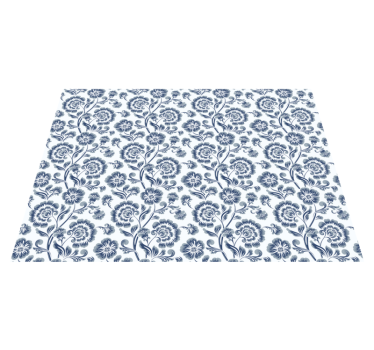 Blue flowers Grandmillenial pattern rug - TenStickers