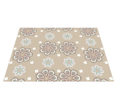 Mosaic Floral Elegant Pattern beige rug - TenStickers