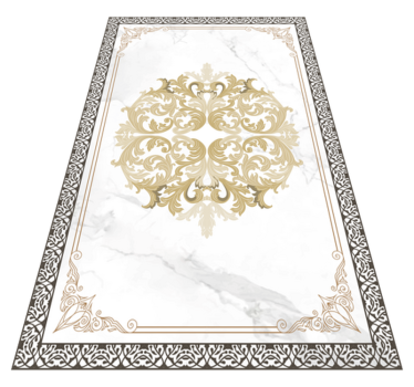 Elegant Gold Flourish marble rug - TenStickers