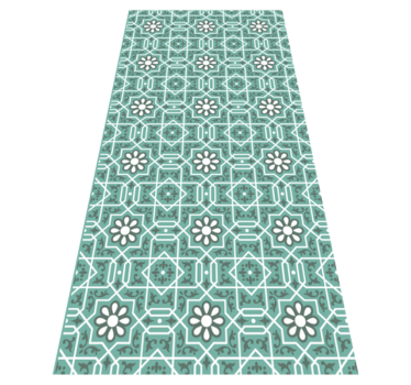 Green floral tiles kitchen mat - TenStickers