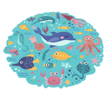 Underwater Sealife Illustrations Children's Bedroom Floor Rug - TenStickers