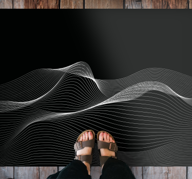 3d abstract black wave bathroom vinyl flooring - TenStickers
