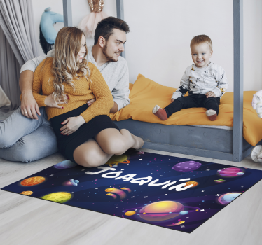Universe and planets personalised vinyl rug - TenStickers