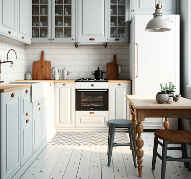 White matte marble kitchen stone flooring - TenStickers