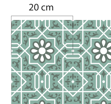 Green floral tiles kitchen mat - TenStickers