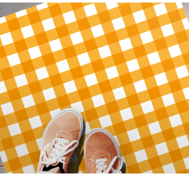 Orange checkered motif kitchen vinyl mat - TenStickers
