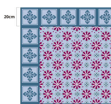 Blue and pink tile kitchen vinyl carpet tile mat - TenStickers