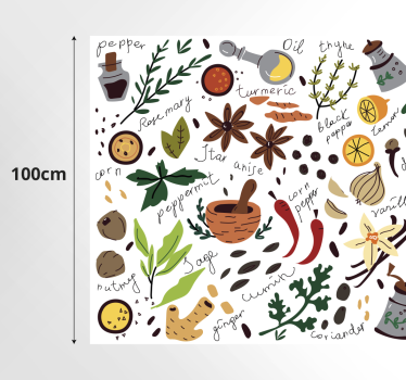 Spices Illustration Design kitchen mat - TenStickers