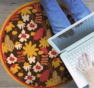 70s pop flower power retro vinyl rug - TenStickers