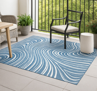Abstract blue waves outdoor rug - TenStickers