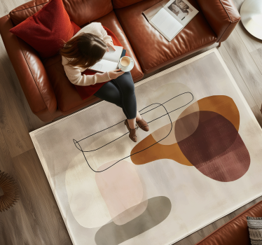 Abstract forms in beige color vinyl rug - TenStickers
