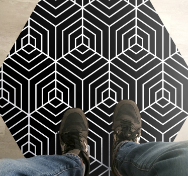 Abstract lines hexagon shape stripes rug - TenStickers