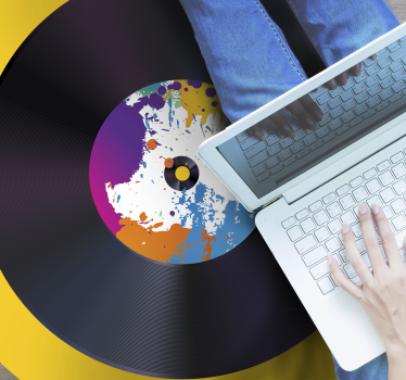 Abstract Splash Record texture rug - TenStickers