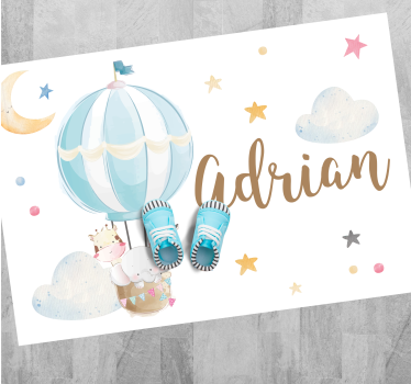 Aerial balloon with name kids rug - TenStickers