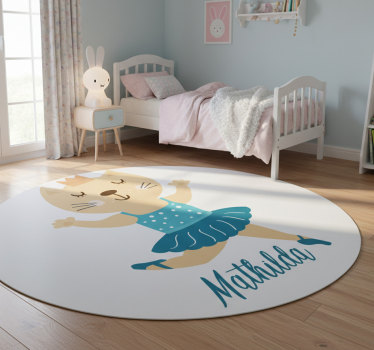 Dancing kitty personalized animal mat - TenStickers
