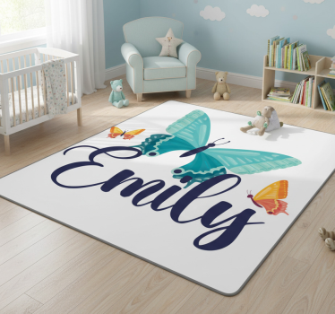 Animal mat bicolor butterflies with name - TenStickers