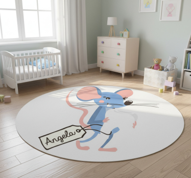 Animal mat blue mouse with name - TenStickers