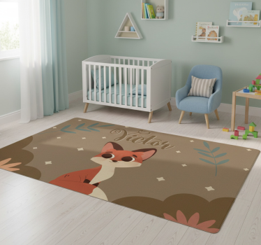 Animal mat cute fox for boy with name - TenStickers