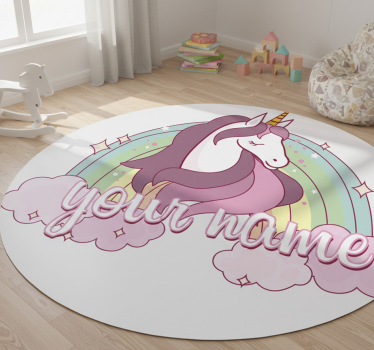 Animal mat pink unicorn with name - TenStickers