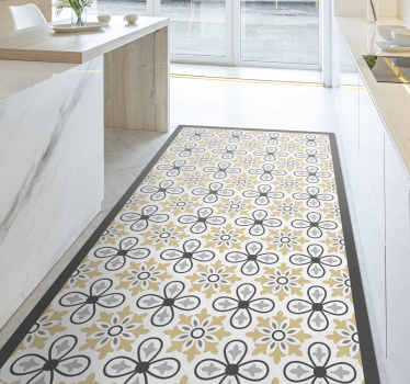 Antique Floral tile vinyl rug - TenStickers