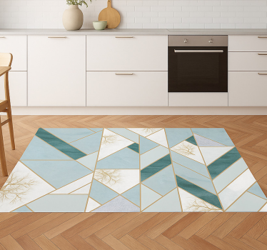 Aqua geometric pattern marble rug - TenStickers