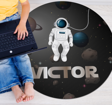 Universe astronaut with name kids rug - TenStickers