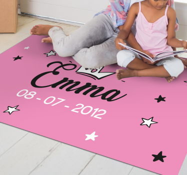 Baby pink Princess with name  personalised vinyl rug - TenStickers