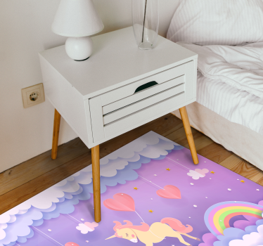 baby unicorn flying with balloons vinyl mat - TenStickers