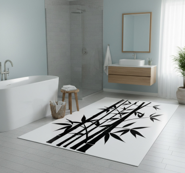 Bathroom mat bamboo plant bathroom decor adhesive - TenStickers