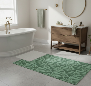 Bathroom mat in art deco small bottle green leaves - TenStickers