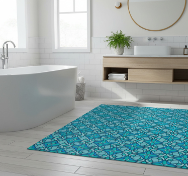 Bathroom mat in blue bathroom wallpaper design - TenStickers