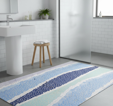 Bathroom mat in blue small irregular tiles - TenStickers